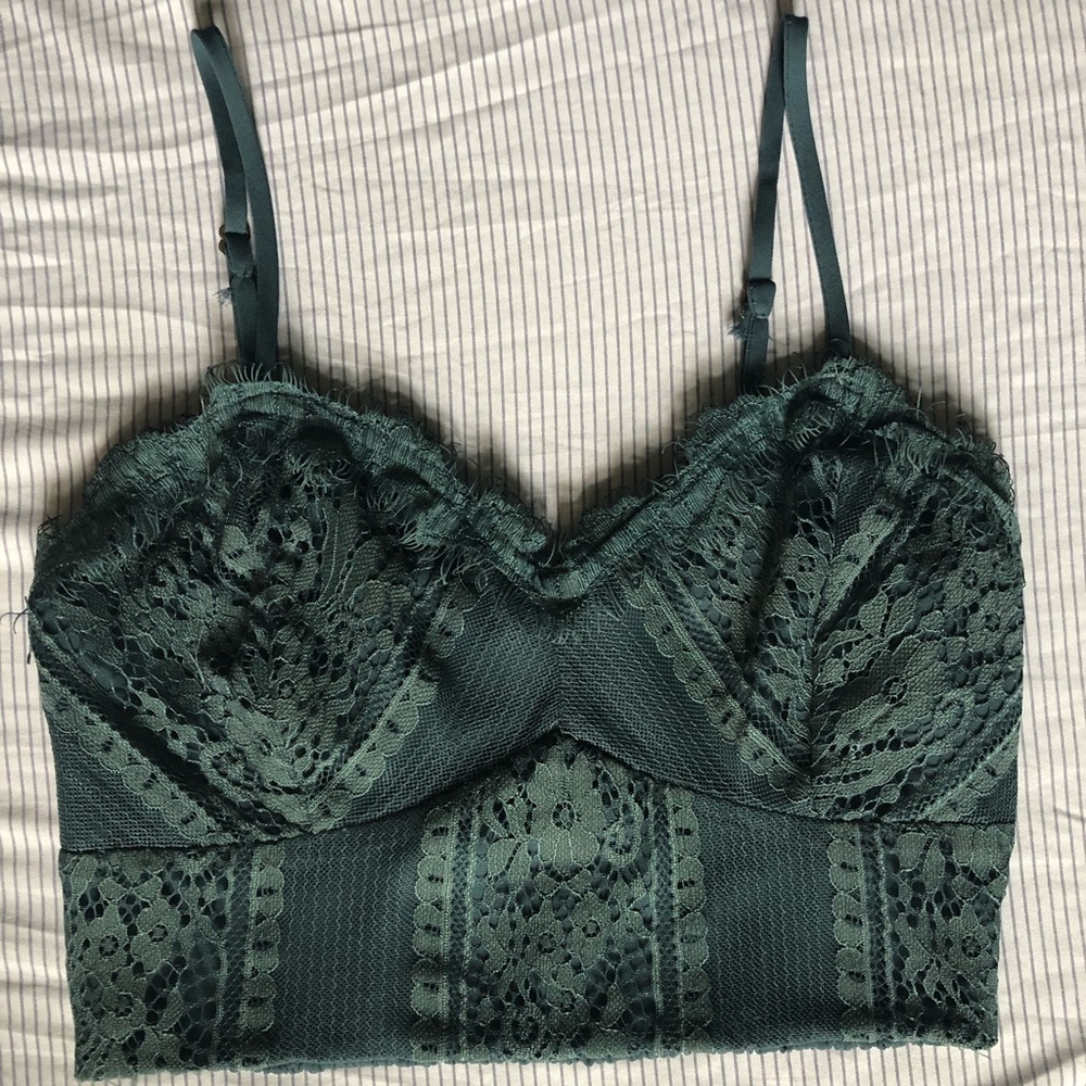 Emerald green lacy crop top